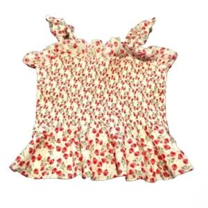 NWT J.Crew Smocked Ruffle Top In liberty pattern Rose Floral Sleeveless Size S